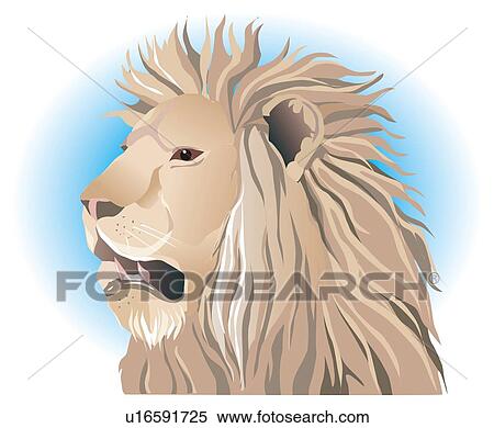 Face of lion with open mouth, profile, close up View Large Illustration Stock Illustration - Face of lion with open mouth, profile, close up. Fotosearch