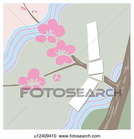 Painting of A Plum Tree Image, Woodcut View Large Illustration Clipart - Painting of A Plum Tree Image, Woodcut. Fotosearch