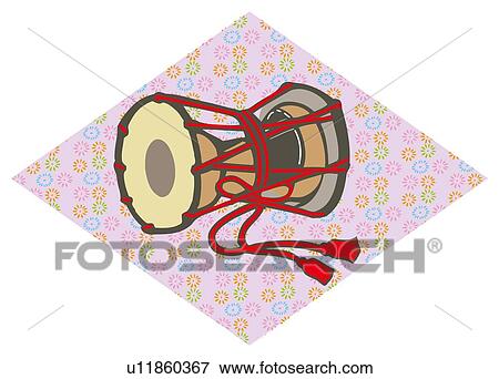 Painting of A Tsizumi Traditional Japanese Drum, Woodcut View Large Illustration Stock Illustration - Painting of A Tsizumi Traditional Japanese Drum, Woodcut. Fotosearch