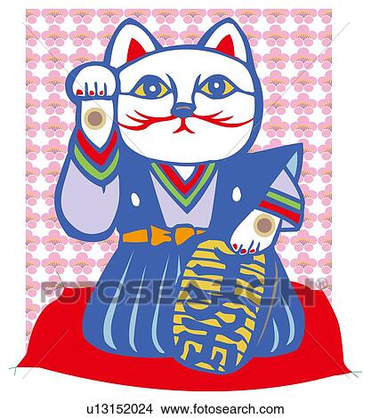 Painting of Manekineko, Woodcut View Large Illustration Stock Illustration - Painting of Manekineko, Woodcut. Fotosearch
