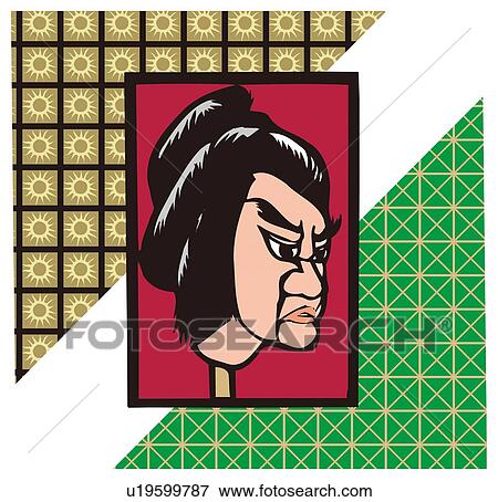 Painting of The Head of A Japanese Marionette, Woodcut View Large Illustration Stock Illustration - Painting of The Head of A Japanese Marionette, Woodcut. Fotosearch