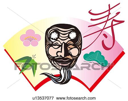 Painting of The Mask of An Old Man, Woodcut View Large Illustration Stock Illustration - Painting of The Mask of An Old Man, Woodcut . Fotosearch