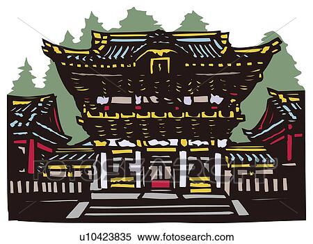 日光 Tosho 神社 木版 Tochigi の 県 日本 イラスト U Fotosearch