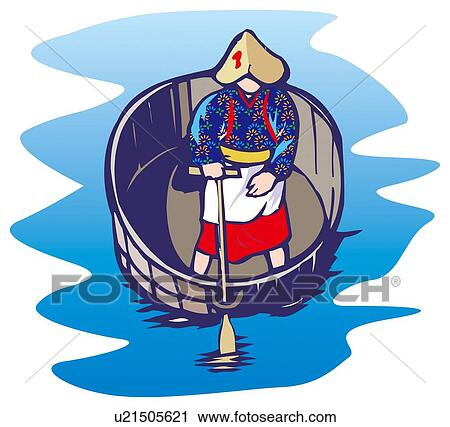 Clip Art - Basin Boat, Woodcut, Niigata Prefecture, Japan. Fotosearch