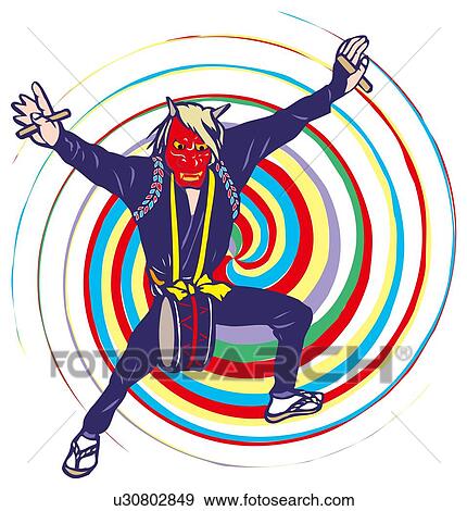 Stock Illustration - Menfuryuu, Woodcut, Saga Prefecture, Japan. Fotosearch