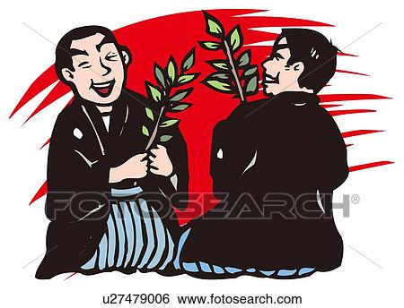 Stock Illustration - Owaraikou, Woodcut, Yamaguchi Prefecture, Japan. Fotosearch