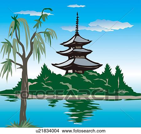 Todai Temple, Woodcut, Nara Prefecture, Japan View Large Illustration Stock Illustration - Todai Temple, Woodcut, Nara Prefecture, Japan. Fotosearch