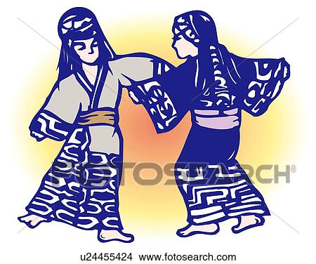 Tsurunomai, Woodcut, Hokkaido, Japan View Large Illustration Stock Illustration - Tsurunomai, Woodcut, Hokkaido, Japan. Fotosearch