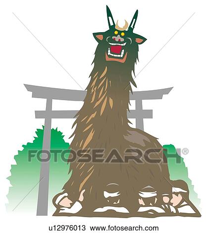 Ushioni, Woodcut, Ehime Prefecture, Japan View Large Illustration Drawing - Ushioni, Woodcut, Ehime Prefecture, Japan. Fotosearch