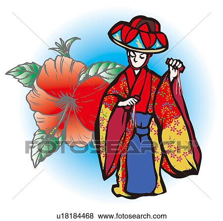 Yotsutake Dance, Woodcut, Okinawa Prefecture, Japan View Large Illustration Stock Illustration - Yotsutake Dance, Woodcut, Okinawa Prefecture, Japan. Fotosearch