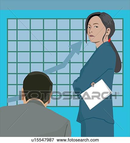 Business people and line graph in background View Large Illustration Stock Illustration - Business people and line graph in background. Fotosearch