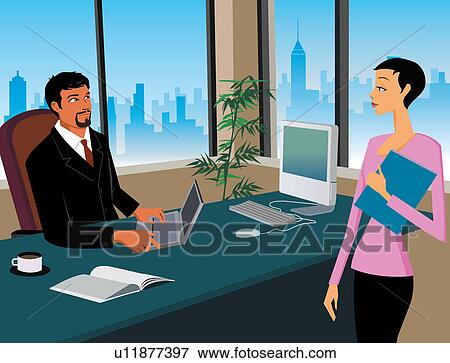 Stock Illustration - Business people working in office. Fotosearch