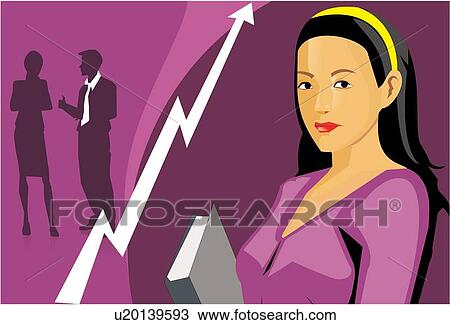 Drawing - Business woman holding a book. Fotosearch