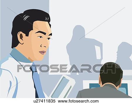 Businessman in office View Large Illustration Stock Illustration - Businessman in office. Fotosearch