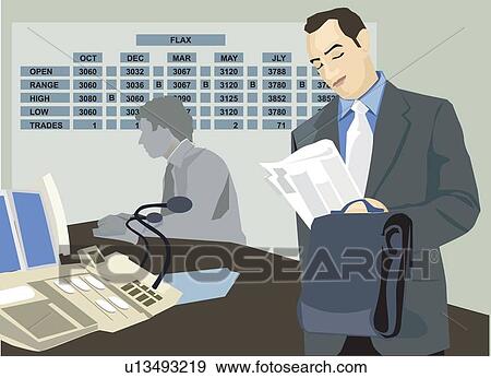 Stock Illustration - Businessman reading newspaper. Fotosearch