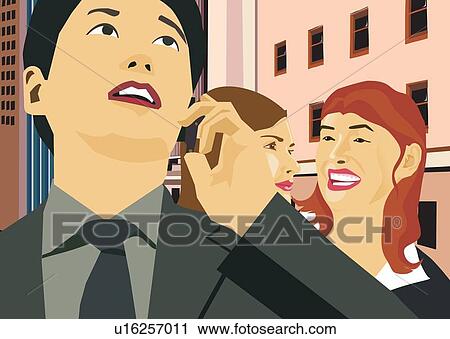 Clip Art - Close-up view of a businessman talking on phone. Fotosearch