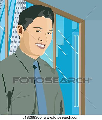 Clipart - Close-up view of a smiling businessman. Fotosearch