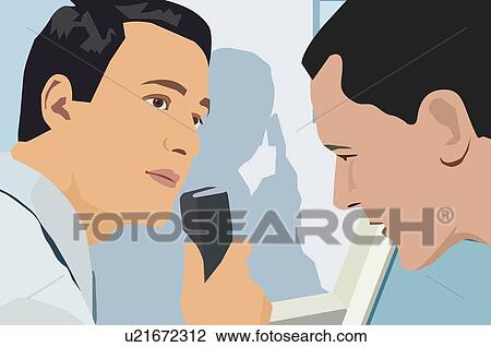 Drawing - Side view of businessmen at office. Fotosearch