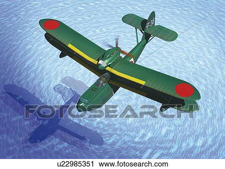 Air Force Plane, CG, Illustration, High Angle View View Large Illustration Clip Art - Air Force Plane, CG, Illustration, High Angle View . Fotosearch