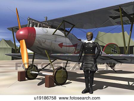Aircraft and Pilot, CG, Illustration View Large Illustration Stock Illustration - Aircraft and Pilot, CG, Illustration. Fotosearch