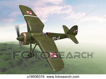 Stock Illustration - Aircraft, CG, Illustration, High Angle View. Fotosearch