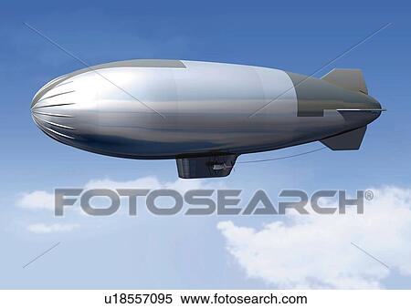 Airship, CG, Illustration, Low Angle View, Side View View Large Illustration Stock Illustration - Airship, CG, Illustration, Low Angle View, Side View. Fotosearch