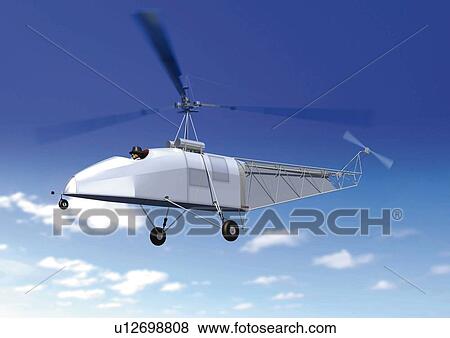 Stock Illustration - Helicopter, CG, Illustration, Low Angle View, Side View. Fotosearch