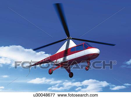 Helicopter, CG, Illustration, Low Angle View View Large Illustration Stock Illustration - Helicopter, CG, Illustration, Low Angle View . Fotosearch