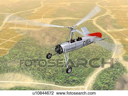 Drawing - Hilicopter, CG, Illustration, High Angle View . Fotosearch