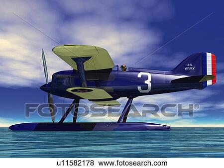 Hydroairplane, CG, Illustration, Low Angle View View Large Illustration Stock Illustration - Hydroairplane, CG, Illustration, Low Angle View. Fotosearch