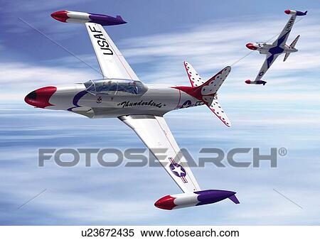 Two Air Force Planes, CG, Illustration, Low Angle View View Large Illustration Stock Illustration - Two Air Force Planes, CG, Illustration, Low Angle View. Fotosearch