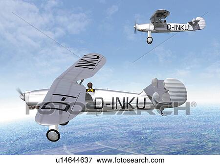 Two Aircrafts, CG, Illustration View Large Illustration Stock Illustration - Two Aircrafts, CG, Illustration . Fotosearch