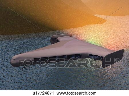 Imaginary aircraft, Illustration, CG, High Angle View View Large Illustration Clip Art - Imaginary aircraft, Illustration, CG, High Angle View. Fotosearch