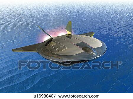 Stock Illustration - Imaginary aircraft, Illustration, CG, High Angle View. Fotosearch