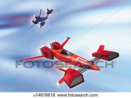 Imaginary aircrafts, Illustration, CG, Close Up View Large Illustration Stock Illustration - Imaginary aircrafts, Illustration, CG, Close Up. Fotosearch