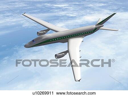 Clip Art - Imaginary airplane, Illustration, CG, Close Up, High Angle View. Fotosearch