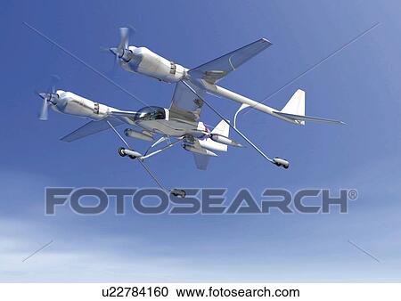Clipart - Imaginary airplane, Illustration, CG, Low Angle View. Fotosearch