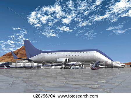 Imaginary airplane, Illustration, CG, Side View View Large Illustration Stock Illustration - Imaginary airplane, Illustration, CG, Side View. Fotosearch