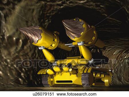 Clip Art - Imaginary drill machine, Illustration, CG, Low Angle View. Fotosearch