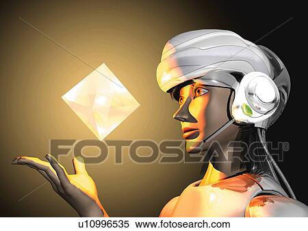 Imaginary humanoid robot, Illustration, CG, Close Up, Side View View Large Illustration Stock Illustration - Imaginary humanoid robot, Illustration, CG, Close Up, Side View. Fotosearch