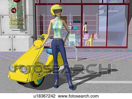 Drawing - Imaginary life in future, Illustration, CG, Front View. Fotosearch