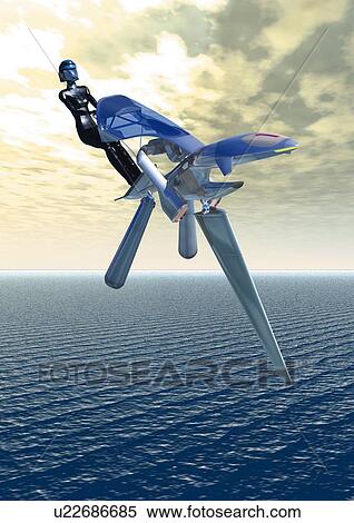 Stock Illustration - Imaginary plane, Illustration, CG, Close Up. Fotosearch