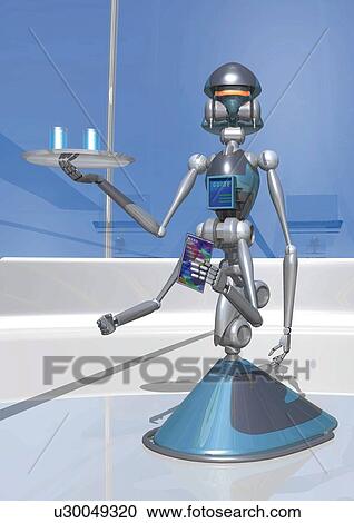Imaginary robot, Illustration, CG, Close Up View Large Illustration Clipart - Imaginary robot, Illustration, CG, Close Up. Fotosearch