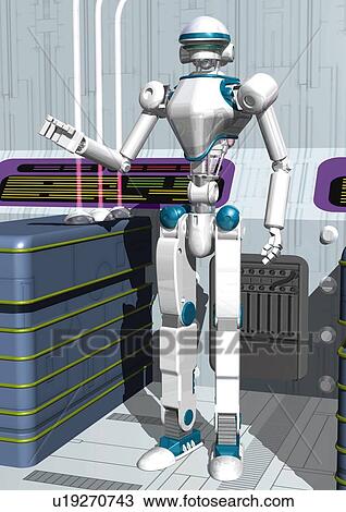Imaginary robot, Illustration, CG, Close Up View Large Illustration Drawing - Imaginary robot, Illustration, CG, Close Up. Fotosearch