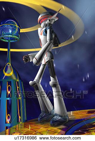 Imaginary robot, Illustration, CG, Close Up, Side View View Large Illustration Stock Illustration - Imaginary robot, Illustration, CG, Close Up, Side View. Fotosearch
