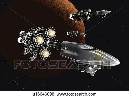 Imaginary spacecraft, Illustration, CG View Large Illustration Stock Illustration - Imaginary spacecraft, Illustration, CG. Fotosearch