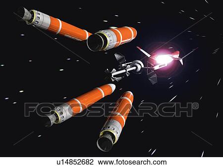 Drawing - Imaginary spacecrafts, Illustration, CG. Fotosearch