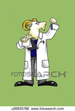 Download Goat holding files and test tube, front view, green ... Yellowimages Mockups