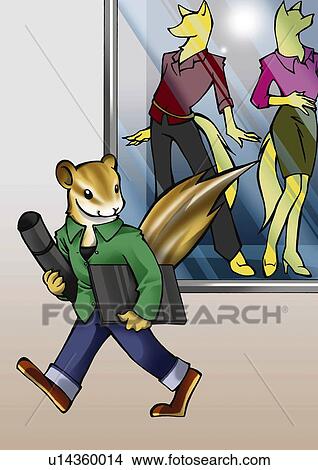Squirrel walking down the street, side view View Large Illustration Stock Illustration - Squirrel walking down the street, side view. Fotosearch