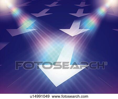Stock Illustration - Arrows and Lights, CG, 3D, Lens Flare. Fotosearch